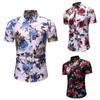 Summer Shirts Men Fashion Floral Print Short Sleeve Hawaiian Shirt Male Casual Flower Slim Fit Beach Shirts