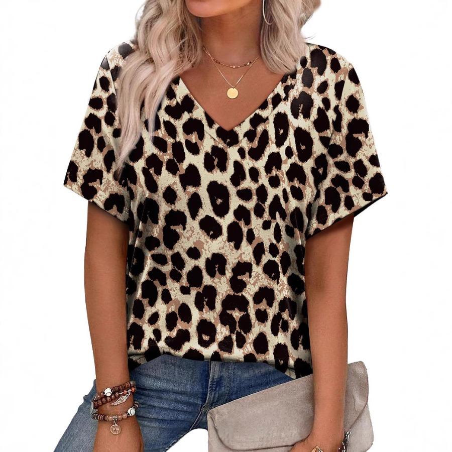 Women Fashion V Neck Short Sleeve Floral 3d Print T Shirt Summer Comfortable Sportwear Tops