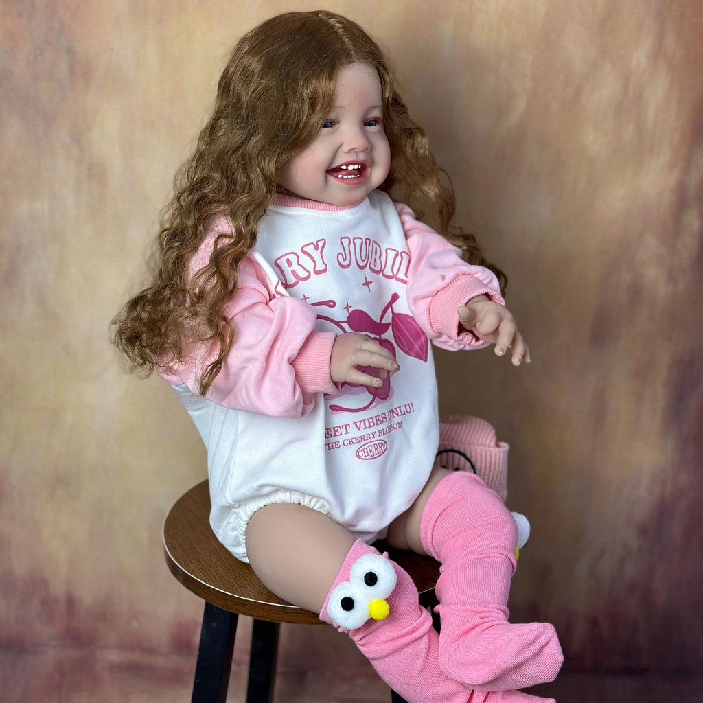 BZDOLL Reborn Baby из мягкой силиконовой ткани, тело, улыбающаяся девочка, 60 см, 24 дюйма, кукла принцессы, коллекция Bebe Artist для малышей