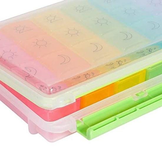 Opret pill case medicine waterproof design medication holder supplement 1 week 4 times day portable habit box compact stickers