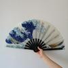 Folding Fan Colorful Holographic Rave Fan Bamboo Ribs Hand Fan Decorative Gifts for Festival Dancing Party