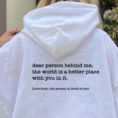 Толстовка с капюшоном Dear Person Behind Me Персонализированная толстовка с капюшоном Be Kind Message Унисекс Толстовка с капюшоном с надписью Health Awareness Толстовка с длинным рукавом Пуловеры Унисекс