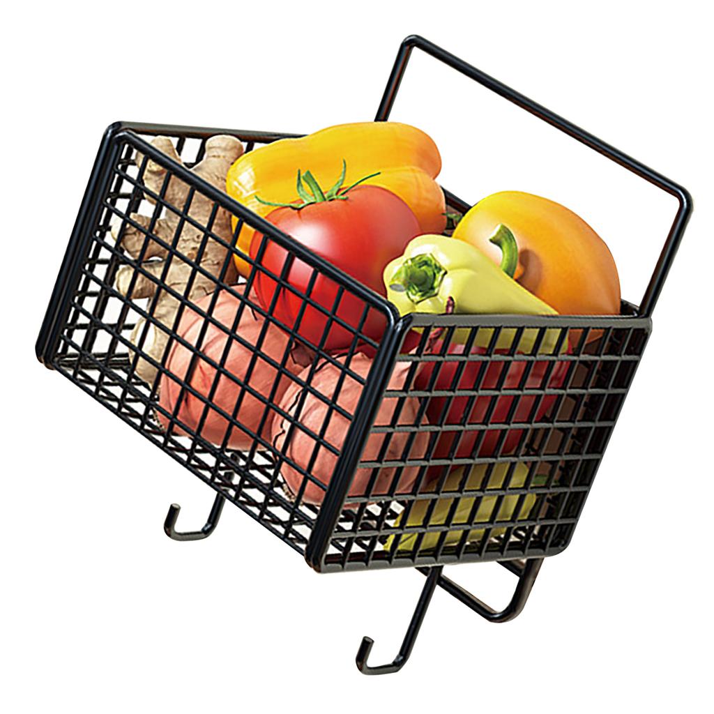 Кухонная настенная корзина одинарная металлическая большой вместимости экономящая место настенная корзина для хранения с крючком для овощей