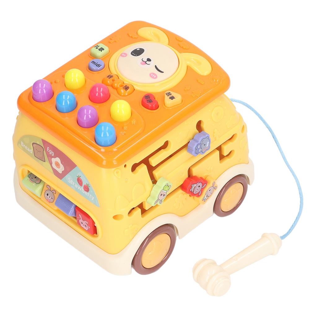 Bus Beat A Mole Toy Educational Sound Light Interactive Musical Learning Activity Cube Bus Toy for