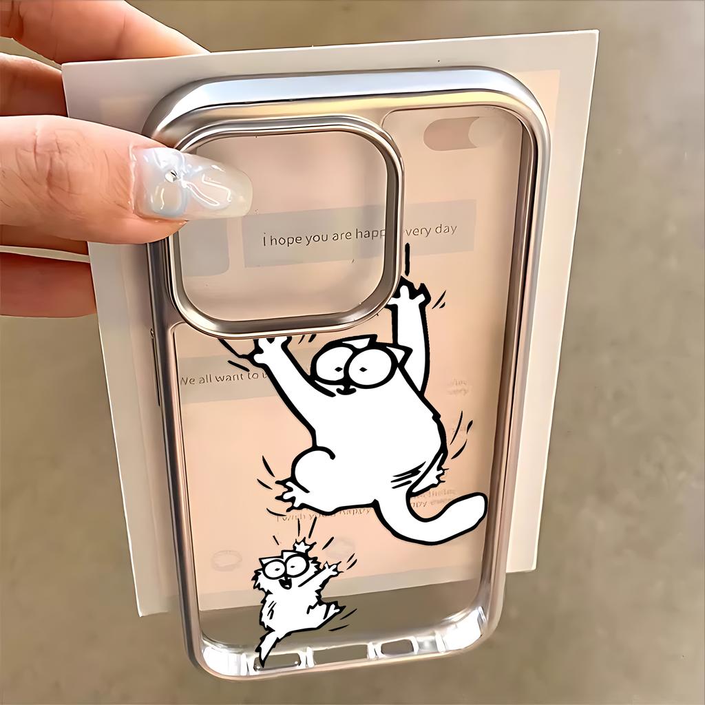 Cute S-Simons-Cat Phone Case for iPhone 17 16e 16 15 14 13 12 11 Air Pro Max X XR XSMAX 8 7 Plus Luxury Clear Soft Back Cover