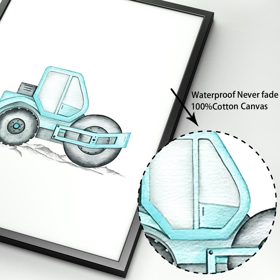 Строительные грузовики, транспорт, автомобиль, детская настенная живопись, холст, картина, плакат на скандинавскую тему, настенные панно для декора комнаты для маленьких мальчиков