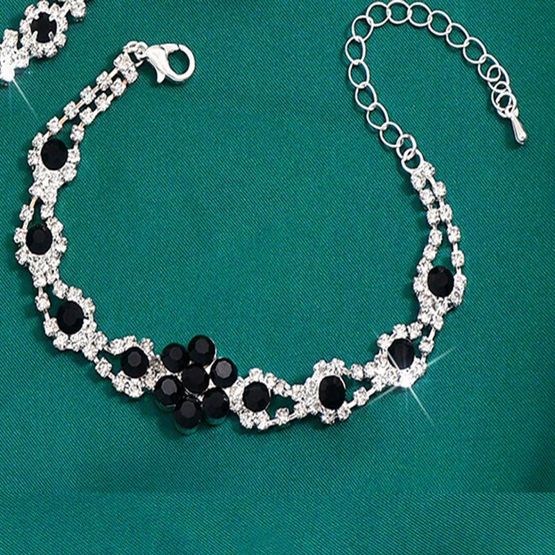 Элегантный комплект украшений из хрустальных драгоценных камней: Ожерелье, серьги, браслет и кольцо в форме капли для женщин