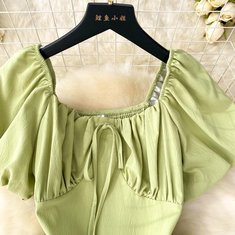 НОВОЕ женское платье с пышными рукавами и нерегулярной баской Vestido Elegante с квадратным воротником и оборками, модное корейское платье