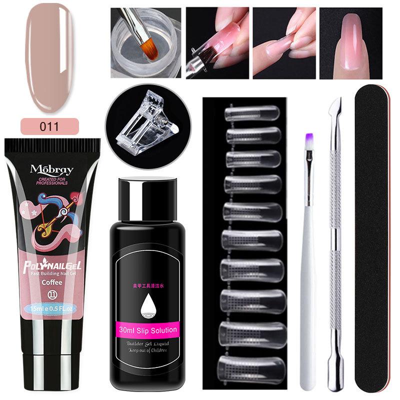 7Pcs Nail Extension Gel Kit, Crystal Nail Tools Set, Brush-On Acrylic Nail Extension Kit, Strong & Long-Lasting Nail Art