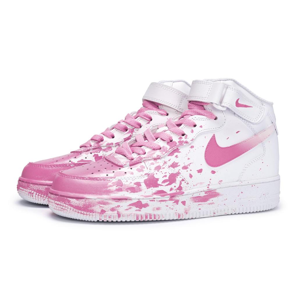 Nike Air Force 1 Coverage Slip Resistant And Abrasion Resistant Mid top Skateboard Shoes Men's White Pink CW2289-111(Team80-SBOX)