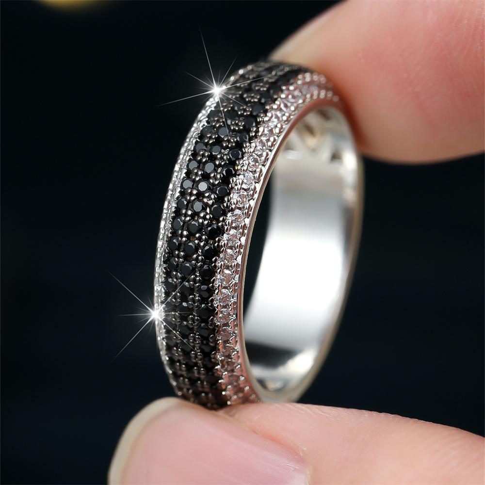 Antique Black Zircon Small Round Stone Rings For Women Trendy Silver Color Engagement Ring Wedding Jewelry Mother's Day Gifts