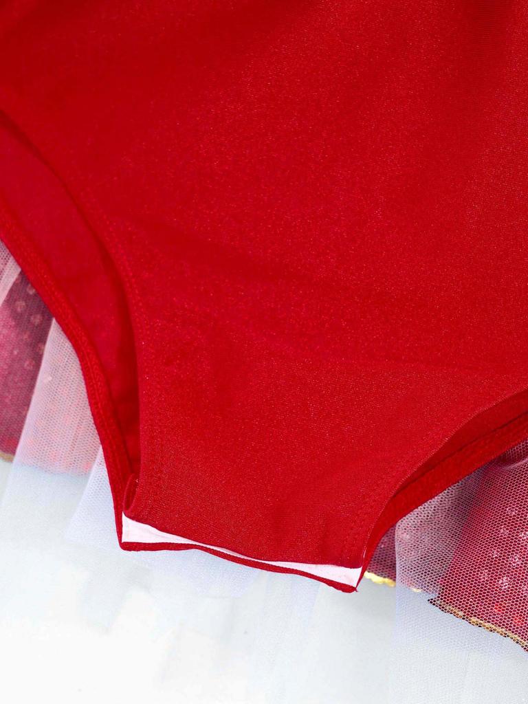 Детское платье-пачка без рукавов с блестками для девочек, платье для фигурного катания на коньках, рождественский танцевальный костюм