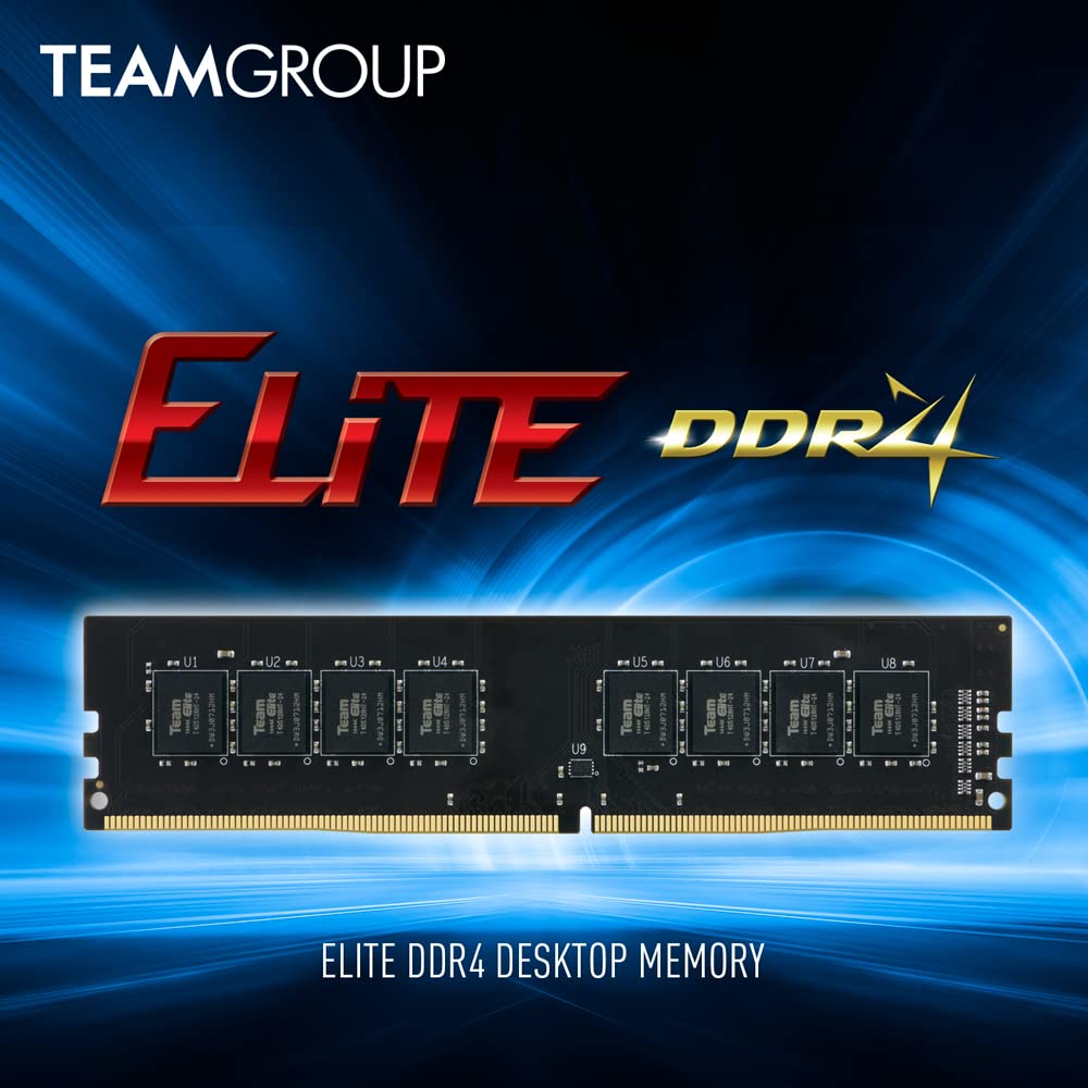 Комплект TEAMGROUP Elite DDR4 64 ГБ x 3200 МГц CL22 Небуферизованный UDIMM Модуль оперативной памяти для настольного ПК TED464G3200C22DC01 (2 32 ГБ) (PC4-25600)