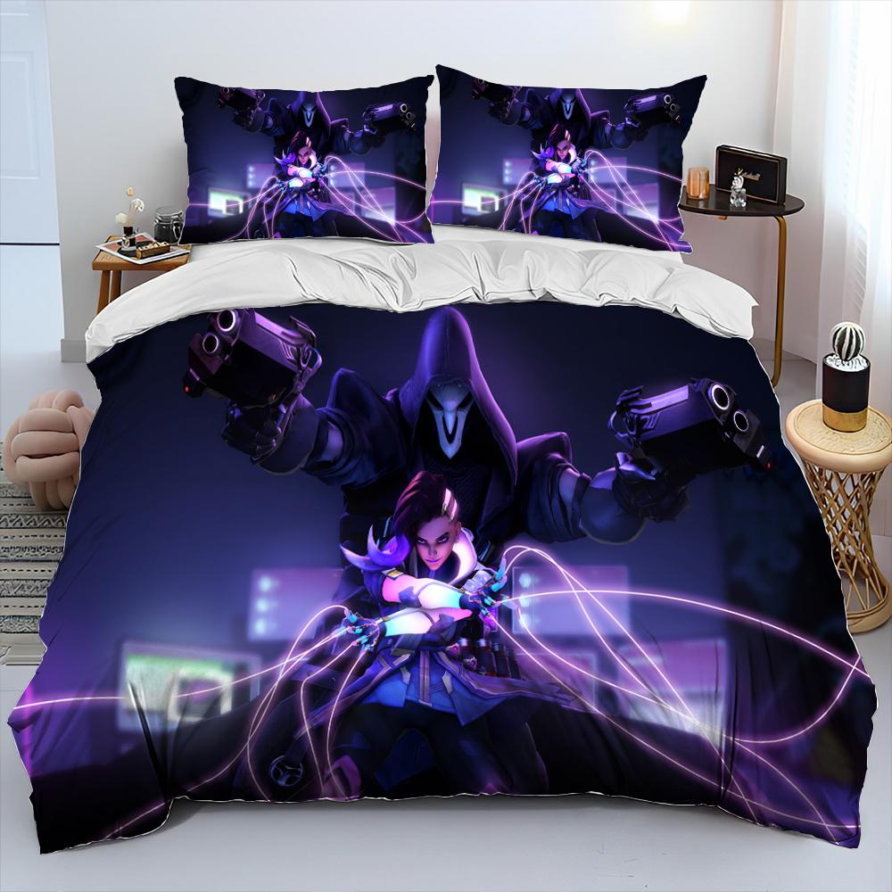 3D OW Overwatch Game Gamer DVA Одеяло Комплект постельного белья, пододеяльник Постельный комплект Одеяло Чехол Наволочка, Комплект постельного белья размера King Queen Size для детей