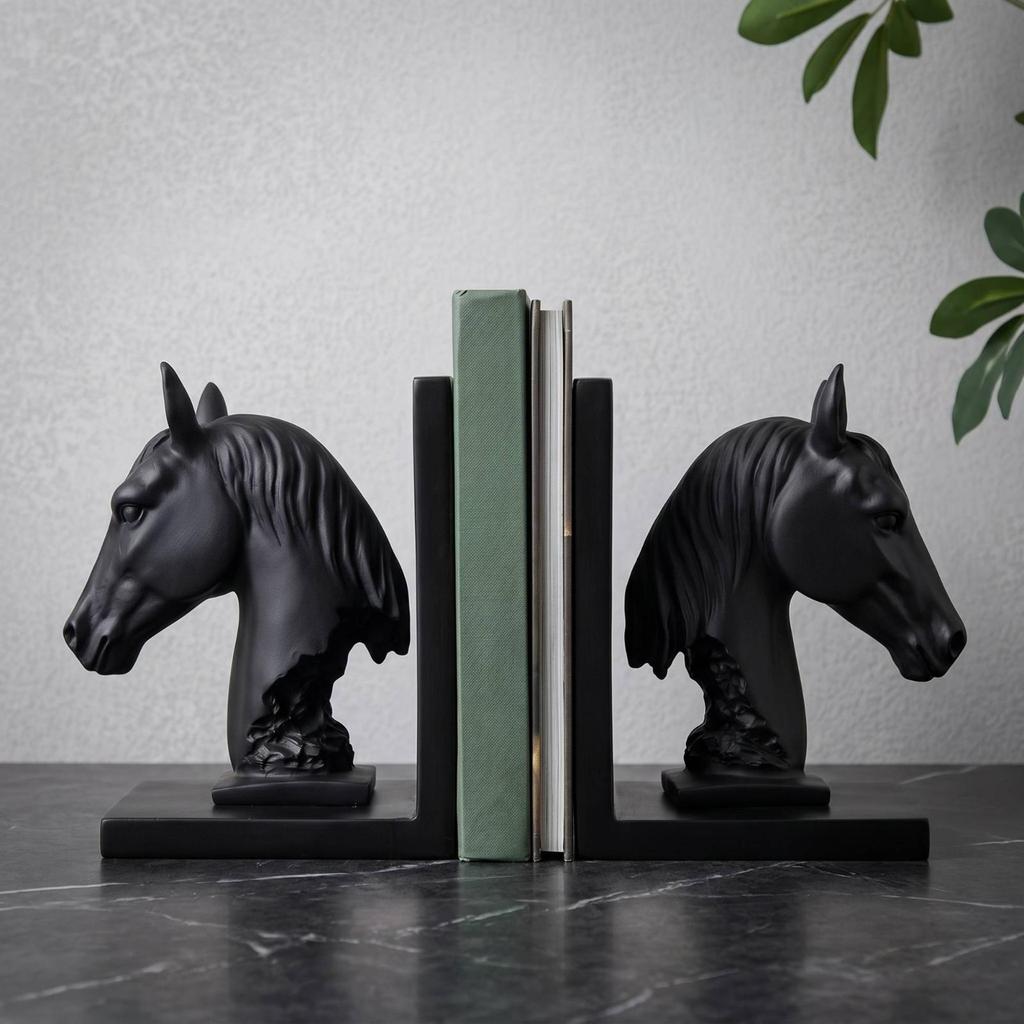 Книжные подставки в виде лошадиных голов, вылепленные, с Г-образными основаниями, прочные, для стола, кабинета