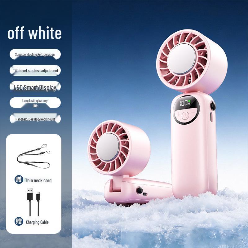 High-Speed Semiconductor Refrigeration Handheld Fan with Foldable Neck Strap and Ice Pack