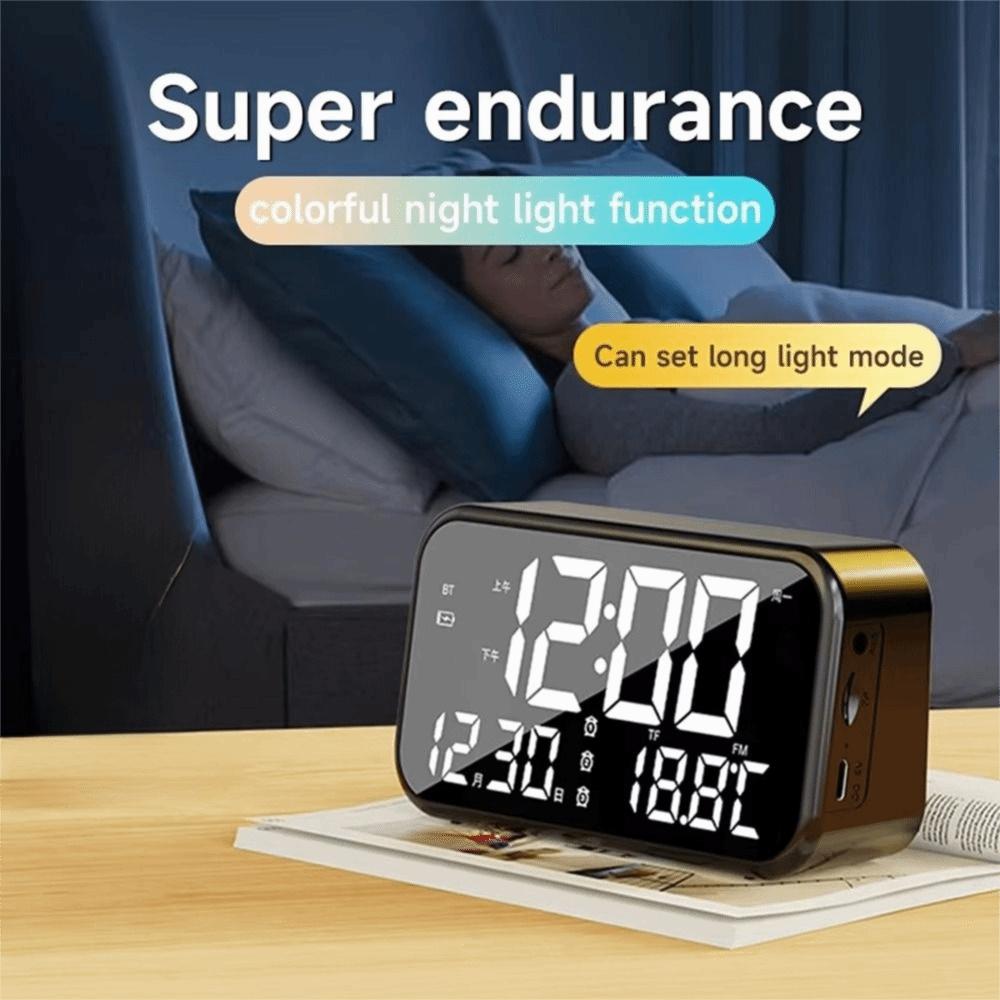 Large Mirror Alarm Clock Rechargeable Electronic Clock Smart LED Display Clock Travel