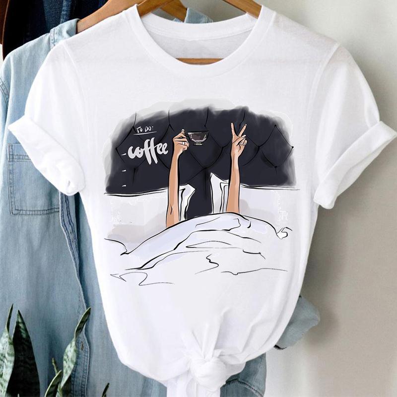 Unisex Clothing Casual Print Tee Top Watercolor Girl Lovely Summer Fashion Tshirt Short Sleeve Lady Fe Unisex Graphic T-shirt Unisex