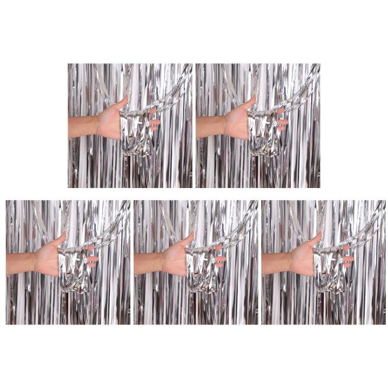 5 шт. Сверкающие фольгированные шторки с бахромой 1x2 м, металлический стримерный фон для свадьбы, дня рождения