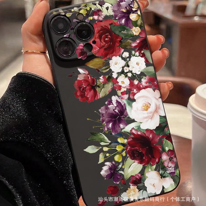 Раскрашенный цветок для чехла телефона apple 16 pro iPhone11/12/13/14 promax высокая мода 15