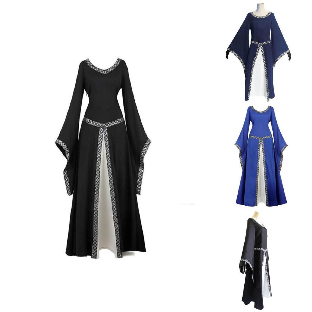 Ирландское средневековое длинное платье для косплея, костюм на тему аниме, с завязками для мужчин и женщин