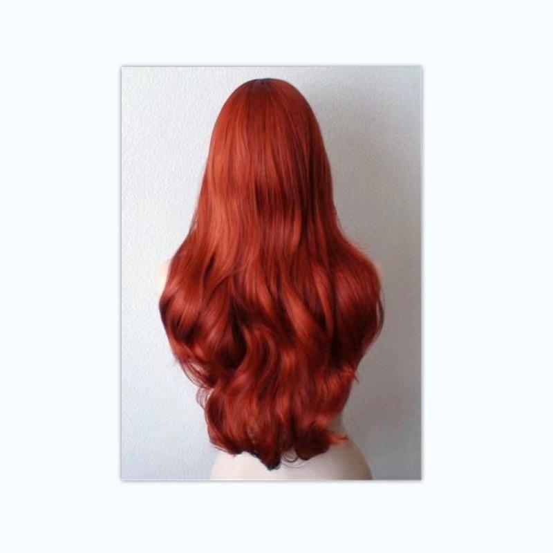 European and American Ariel Princess Mermaid Red Wig Female Long Curly Hair Anime cos Wig Cover