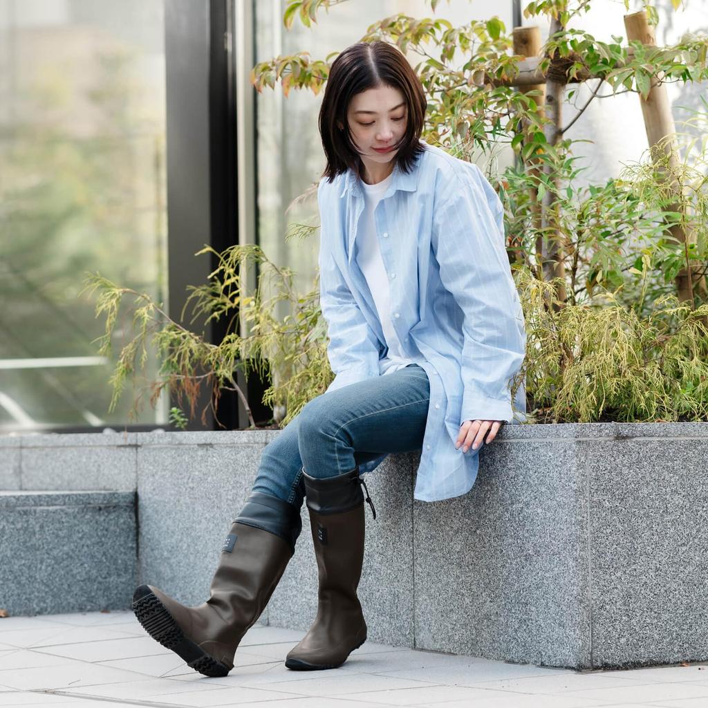 Ametohare AH-600 Roll-Up Rain Boots, Foldable with Storage Bag, Women's and Men's, Size S (Olive, Measurement 23 Points, 5 Centimeters)