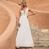 2025 весна и лето новая женская одежда новое платье с V-образным вырезом без рукавов однотонное длинное платье