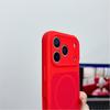 Красный силиконовый чехол с магнитом для iPhone 17 Air 16 15 14 13 Pro Max Plus Для беспроводной зарядки Матовый чехол