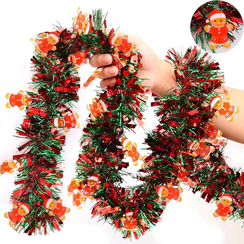2M New Year Garland Party Decor DIY Christmas Tree Snowman Gingerbread Man Ribbons Wreath Hanging Pendent Xmas Party Supplies