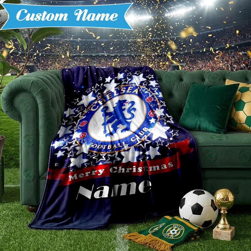 Custom Name Chelsea Crest Artwork Blanket Lightweight Ideal Bedding Blanket Perfect for Travel, Camping, Living Rooms, Sofas, Christmas gift