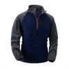Men's Stand Collar Sweatshirts Fashion Patchwork Half Zipper Long Sleeved Sports Hoodie Pullover Sweatshirt Men