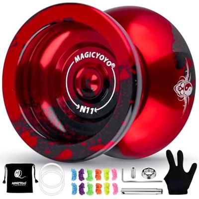 MAGICYOYO N11 Профессиональный нереагирующий йо-йо и реагирующий йо-йо для детей от 8-12 лет+, Йо-йо из алюминиевого сплава, Включает 1 сумку для йо-йо, 1 перчатку, 12 веревок,
