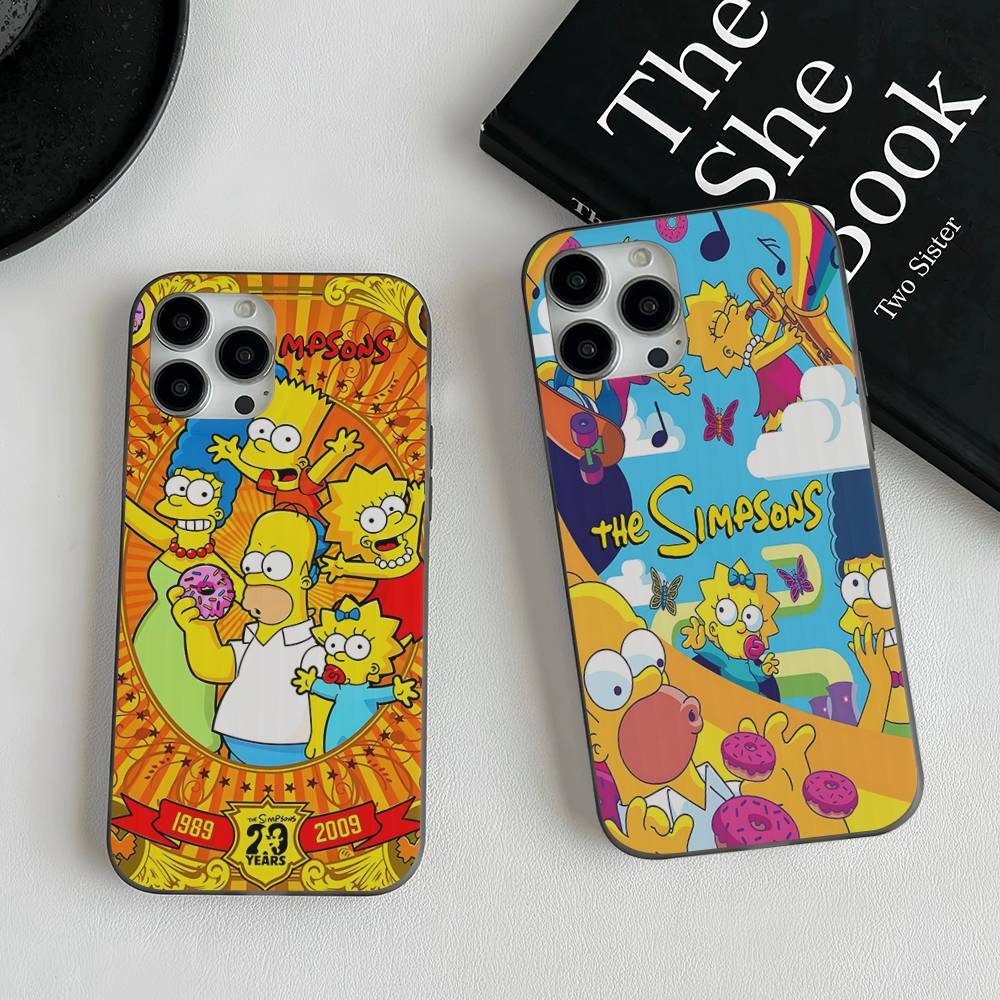 Смешной мультяшный S-Симпсоны для iPhone 16 15 14 13 12 11 17 Pro Max Plus Волновой гофрированный чехол для телефона Защитная крышка от падения