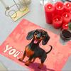 4pcs Spring Placemats with Brown Dachshund Design, Heat-Resistant Coffee Mats, Machine Washable, Polyester Knit Fabric, 12 x 18 Inch, Suitable for Ind