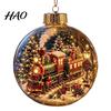 Holiday Hanging Baubles Glowing Christmas Story Ornament, Mini Scene in Ball, Light Up Xmas Party Decoration Supplies Clear Plastic Ball Tree