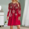 Women Casual Dress Autumn Bead String Print Dresses For Women O-neck Short Sleeve Dress Plus Size