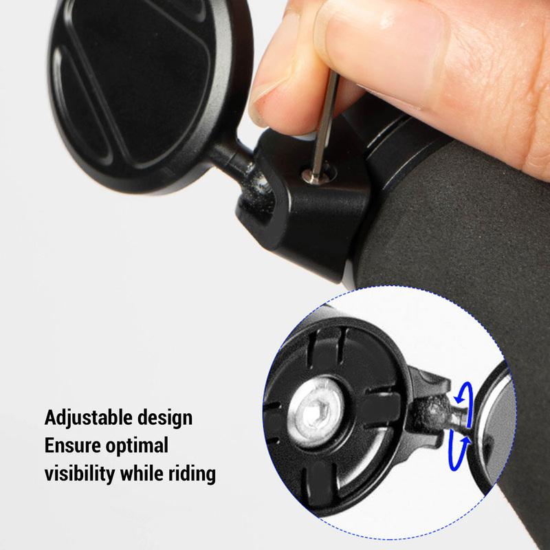 Riding Bar End Rear View Mirror Adjustable HD Glass Convex Lens Stable Structure Safe Cycling Rearview Mirror Ideal for Outdoor