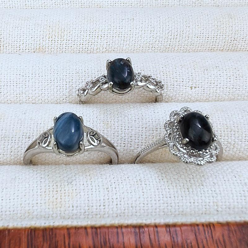 Регулируемое кольцо из натурального камня тигровый глаз, кофейного цвета