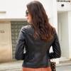 Женская куртка из искусственной кожи с отложным воротником и диагональной молнией из искусственной кожи, мотобайкерское пальто, повседневная короткая верхняя одежда на осень-весну