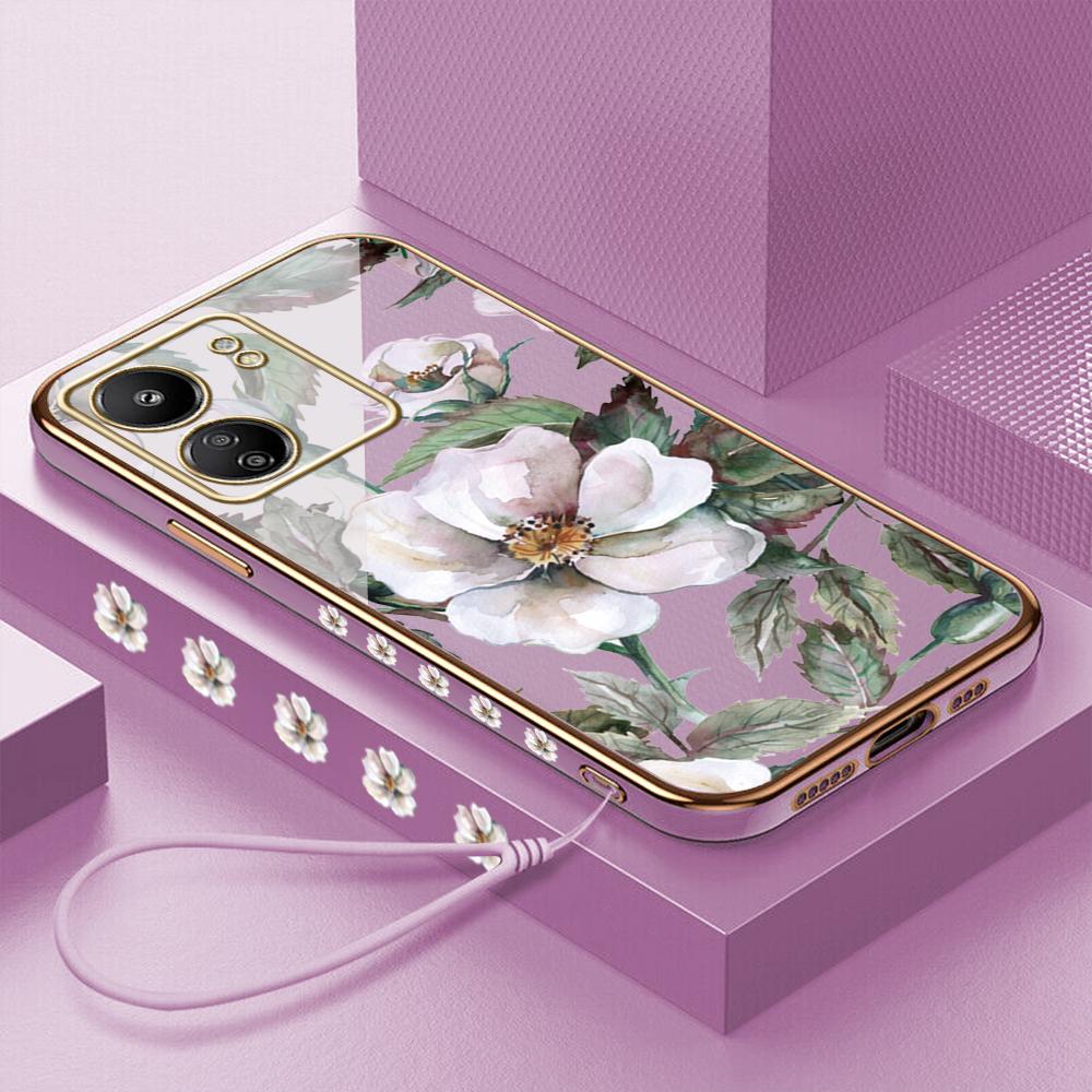 Роскошный чехол с покрытием из цветка камелии для iPhone 11 12 13 14 15 Pro Max, чехол для телефона Samsung Galaxy A51 A12 A32 A52 Xiaomi Redmi 10 10C