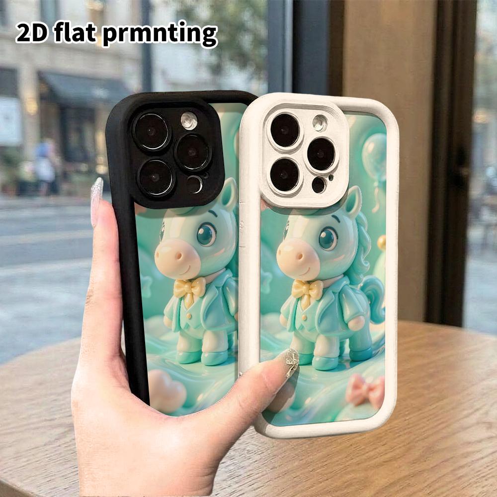 Чехол для телефона: Плоский 2D дизайн, подходящий для защитного чехла iPhone 18 17 16 15 14 13 Pro, Пони в платье, идеальный рождественский и хэллоуинский подарок
