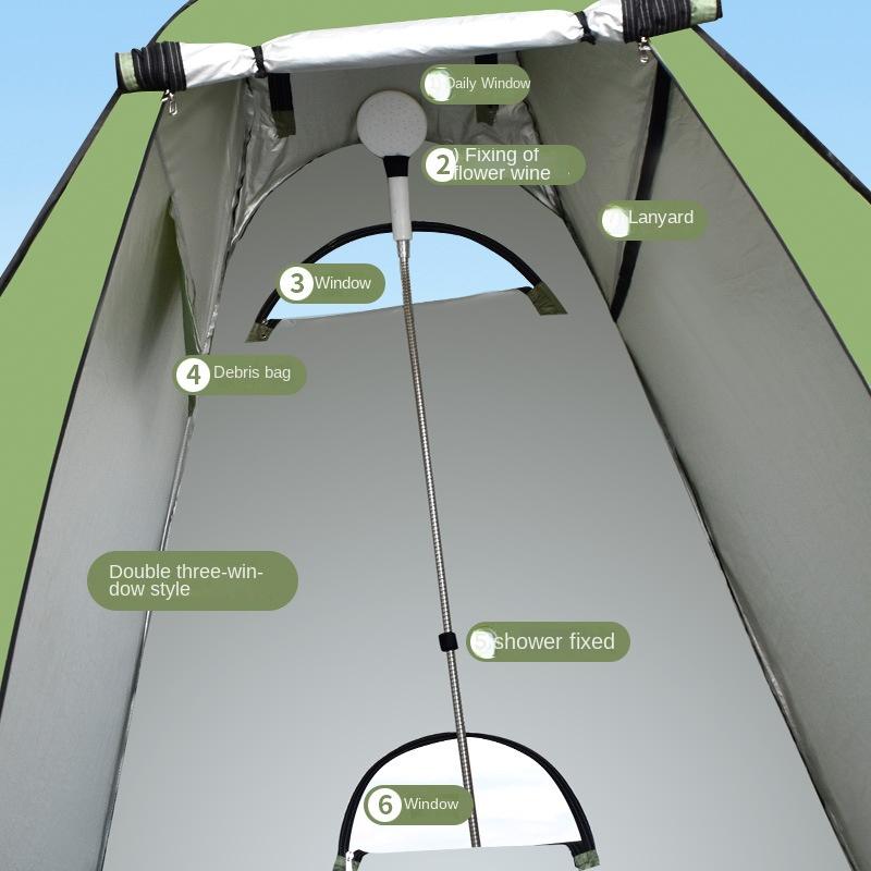 Portable Pop-Up Shower Tent, Outdoor Privacy Changing Room, Sunproof Bathroom Shelter for Camping, Hiking, Beach, with Waterproof Floor