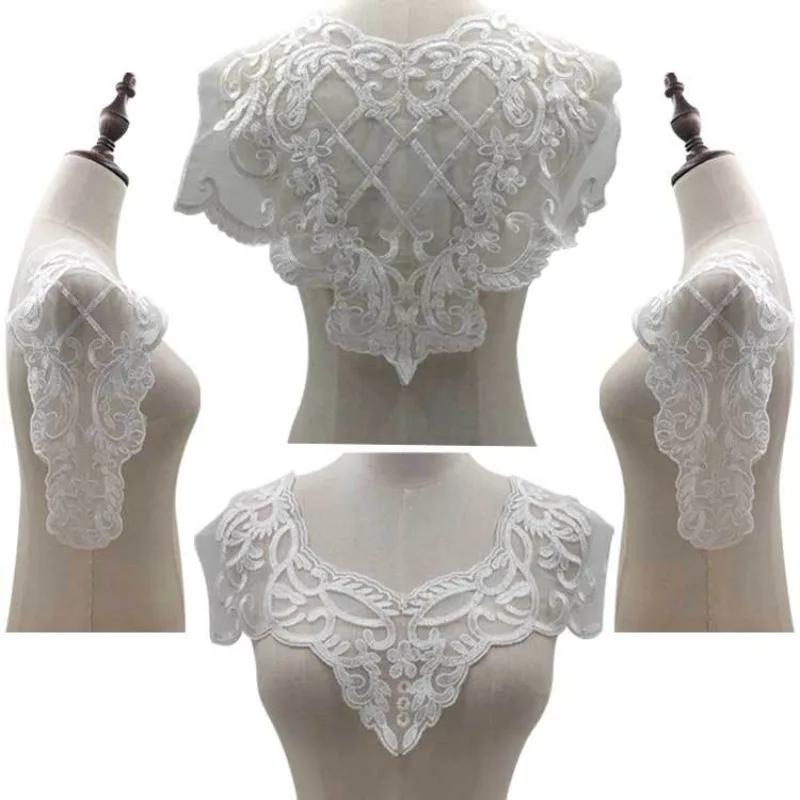 Beautiful White Lace Floral Embroidery Front Collar Rear Collar Sleeves Woman's Clothing Sewing Accessories