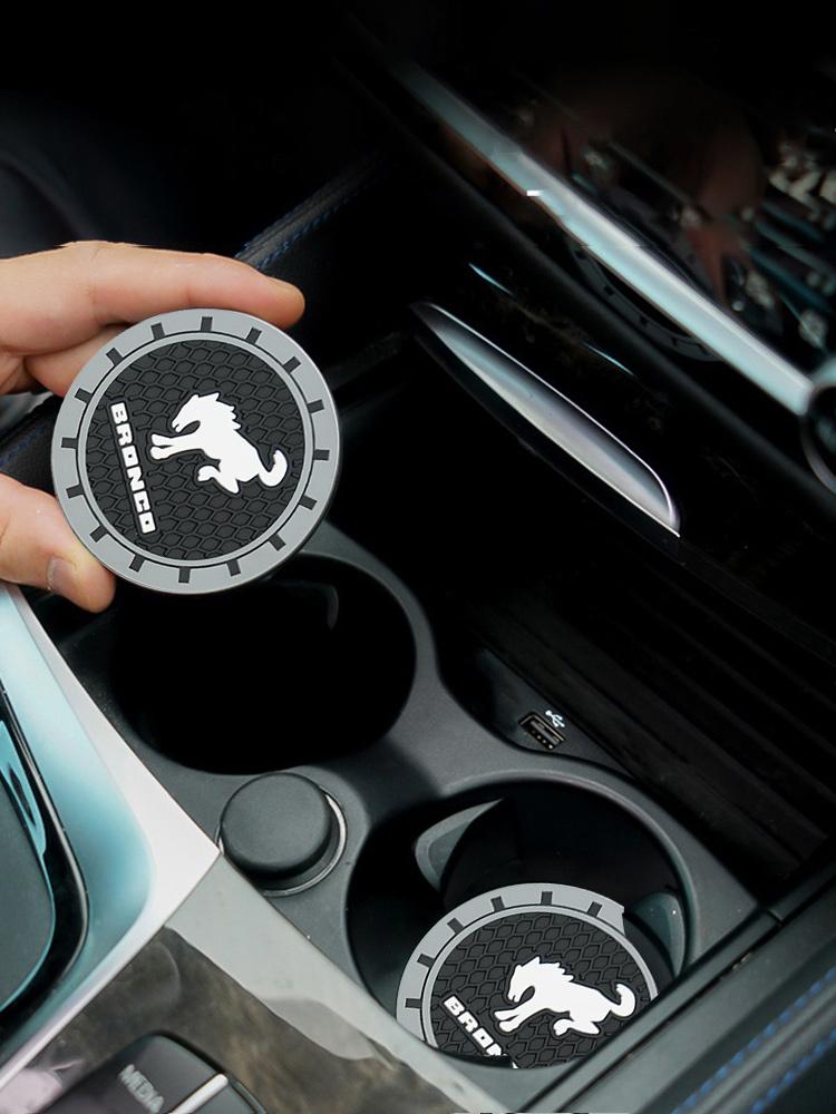 hnltu4 2Pcs Car Coaster Water Cup Bottle Holder Anti-slip Pad InteriorMat Ford Bronco STLine Focus MK2 MK3 MK4 Mustang GT SHELBY Mondeo