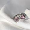 Y2K Pink Crystal Bowknot Zircon Rings for Women Fashion Sweet Lovely Girl Open Adjustable Ring Kpop Party Jewelry Gift 2023