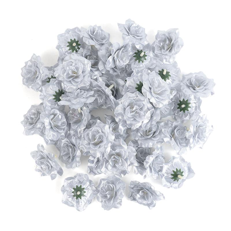 10 шт. Золотой Серебряный Искусственная Роза Шелковый Цветок Голова Сделай Сам Аксессуары для Скрапбукинга Искусственный Цветок Свадебная Вечеринка Домашнее Украшение