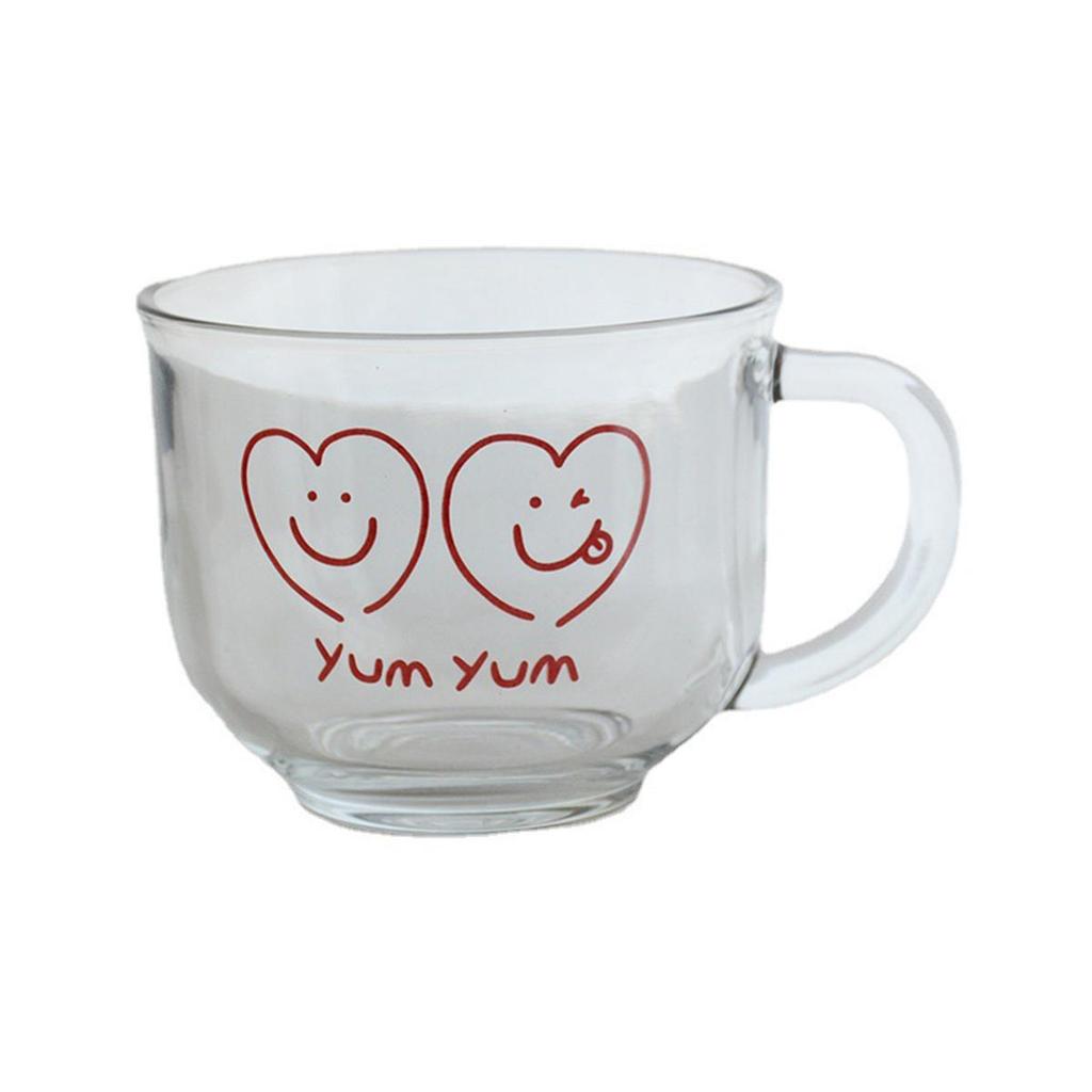 Стеклянная чашка большой емкости Милая мультяшная чашка для завтрака с молоком и овсянкой