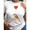1 шт., Женская футболка Bird Pure, Повседневная футболка с коротким рукавом, Слегка эластичная, Ткань, Обычная длина, Дизайн с принтом букв