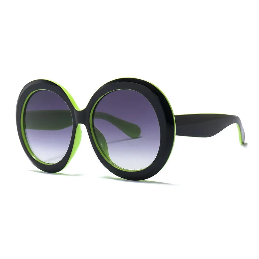 Unisex Big Round-shaped Sunglasseses High-end Vintage Large-sized Shade for Women Men Designer-made Good Superior Quality Green Black UV400 Oculos
